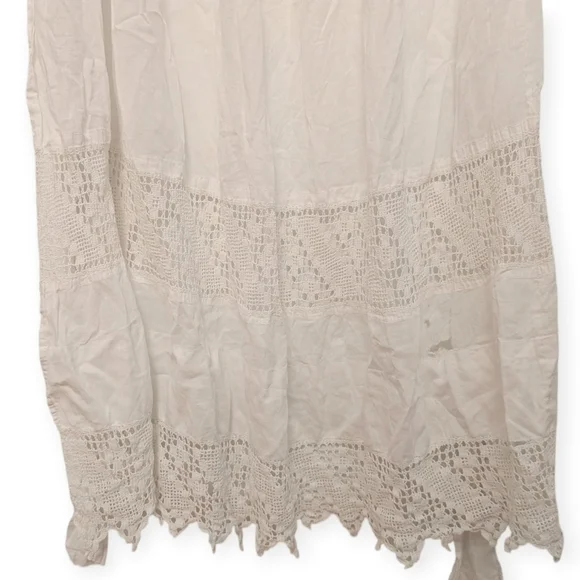 LACE APRON Long Cotton Vintage 1940 Domestic Homemaker Tie Waist Maxi - Picture 6 of 8